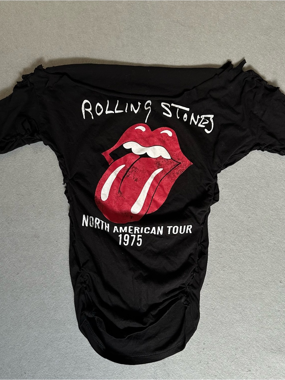 the Rolling Stones Black Kids Tee with Red Tongue Graphic